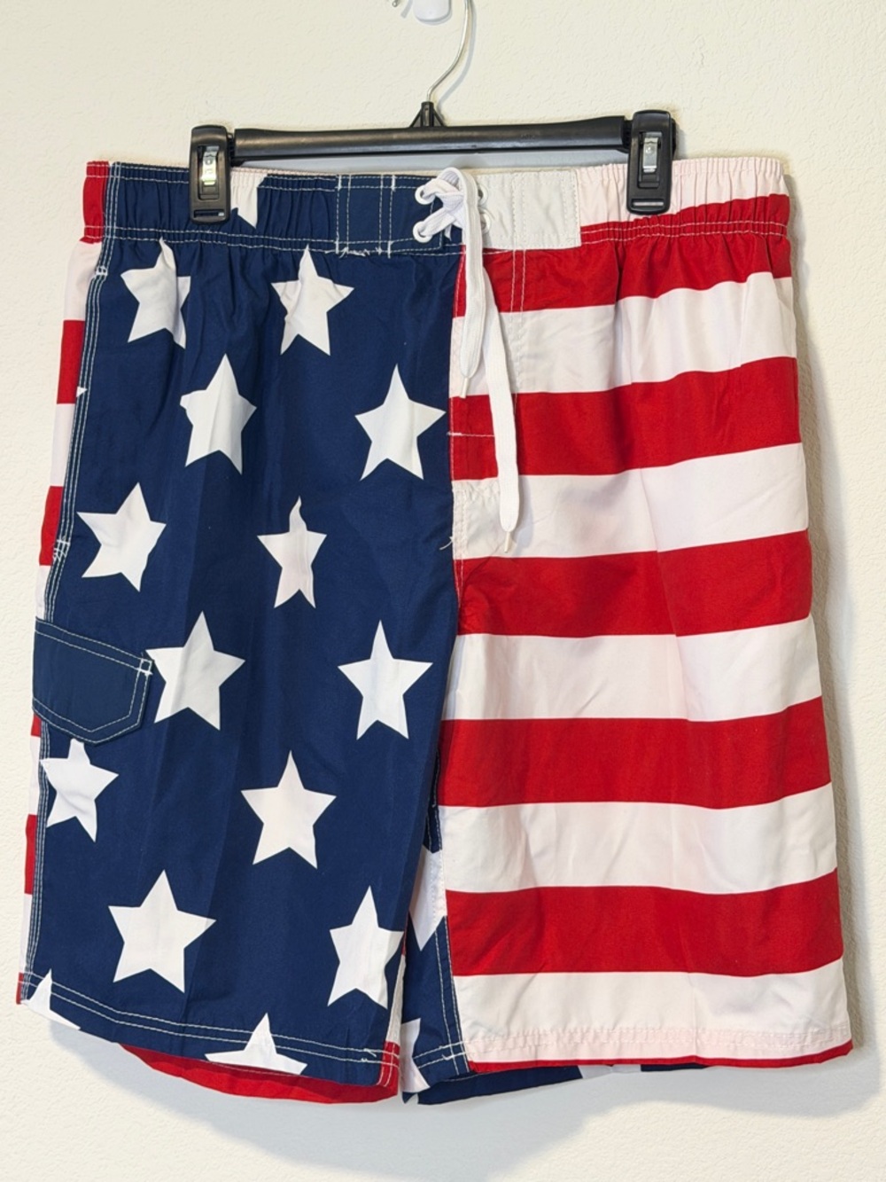 Men's Patriotic American Flag Swim Shorts Trunks - Red, White Blue Beach Summer